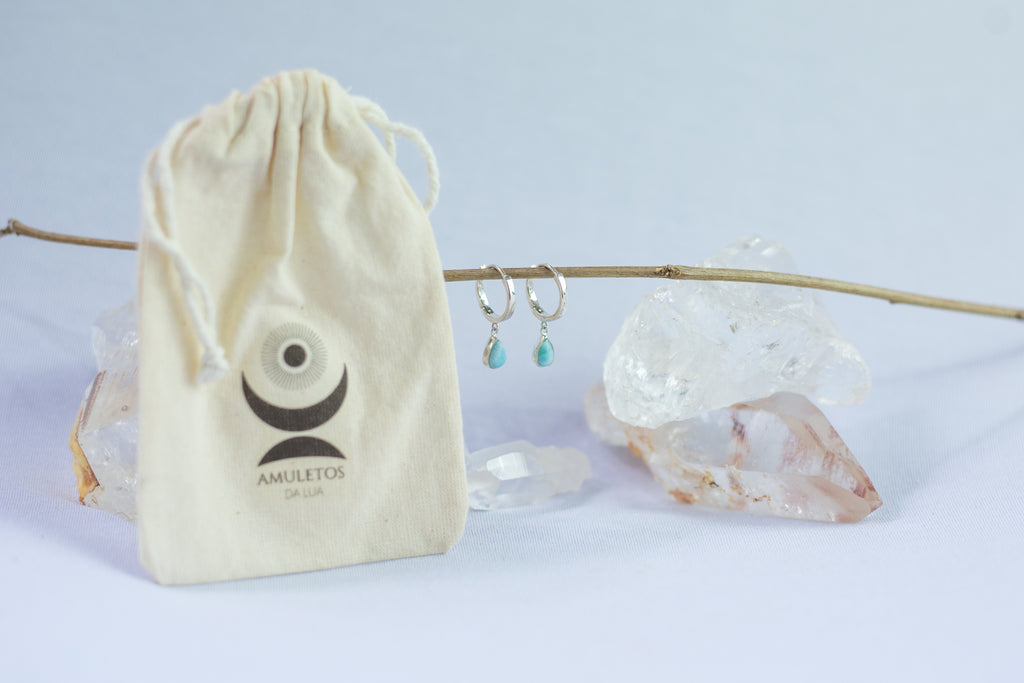Brinco Argola Larimar Gota Prata 925 image 5