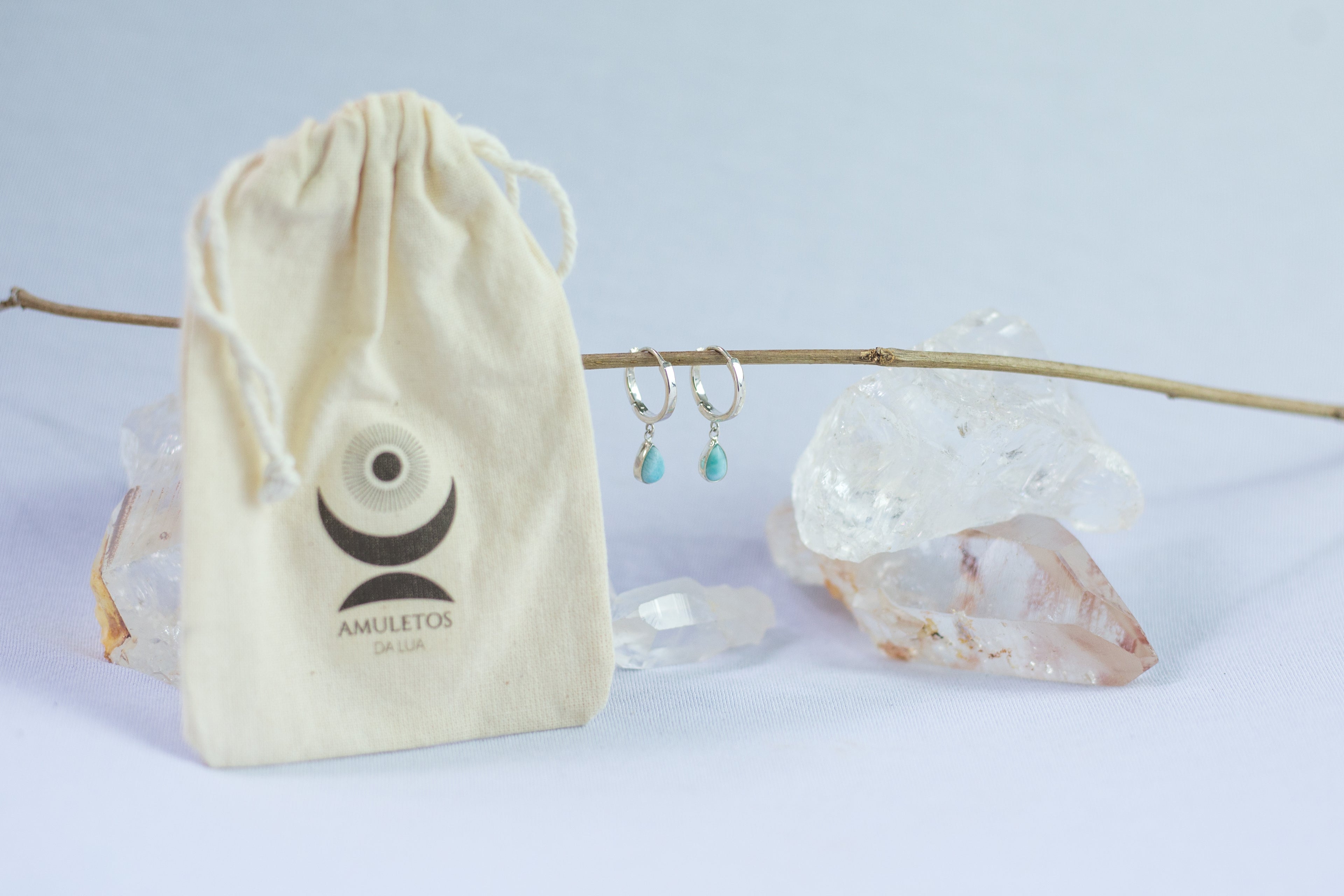 Brinco Argola Larimar Gota Prata 925 image 5