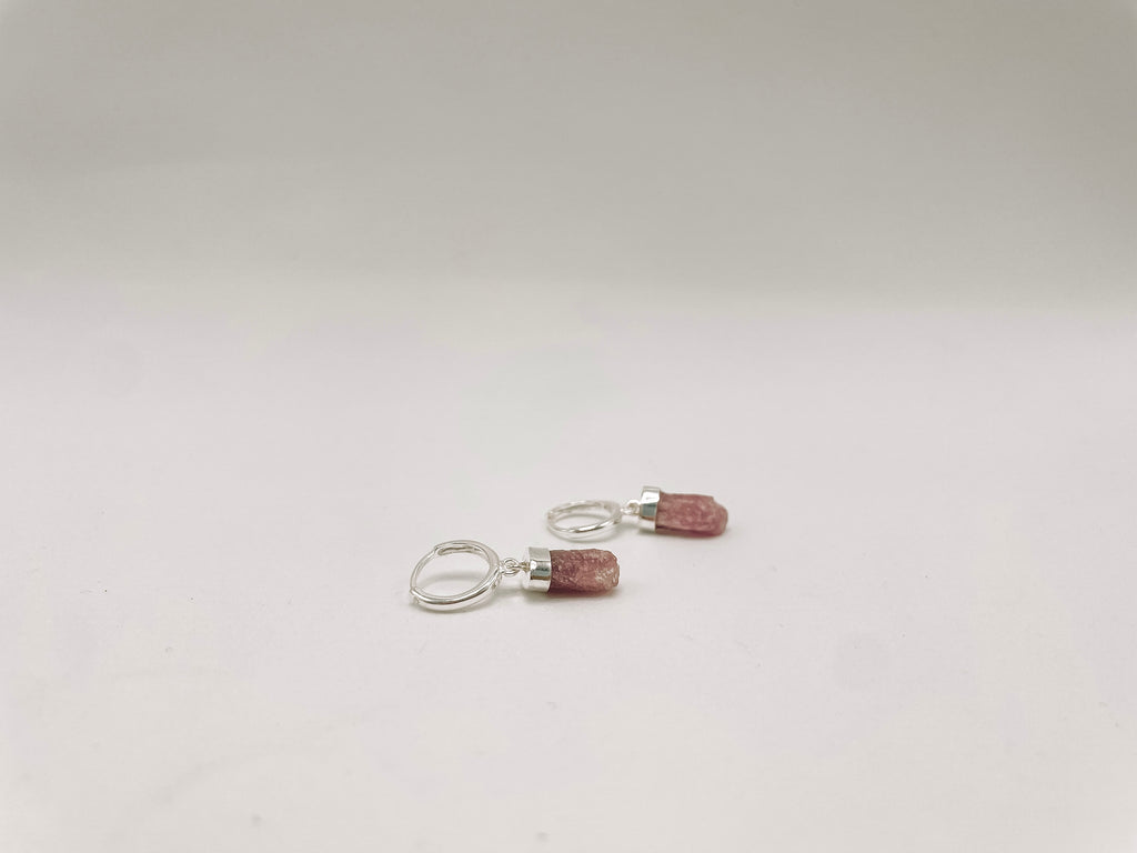 Brinco Argola Turmalina Rosa Prata 925