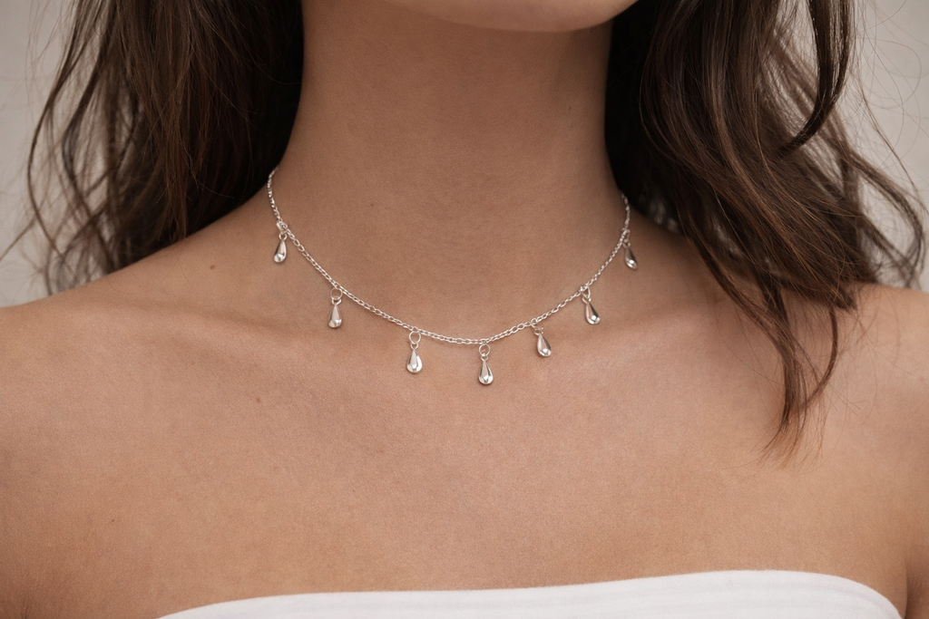 Colar Choker Gota Prata 925