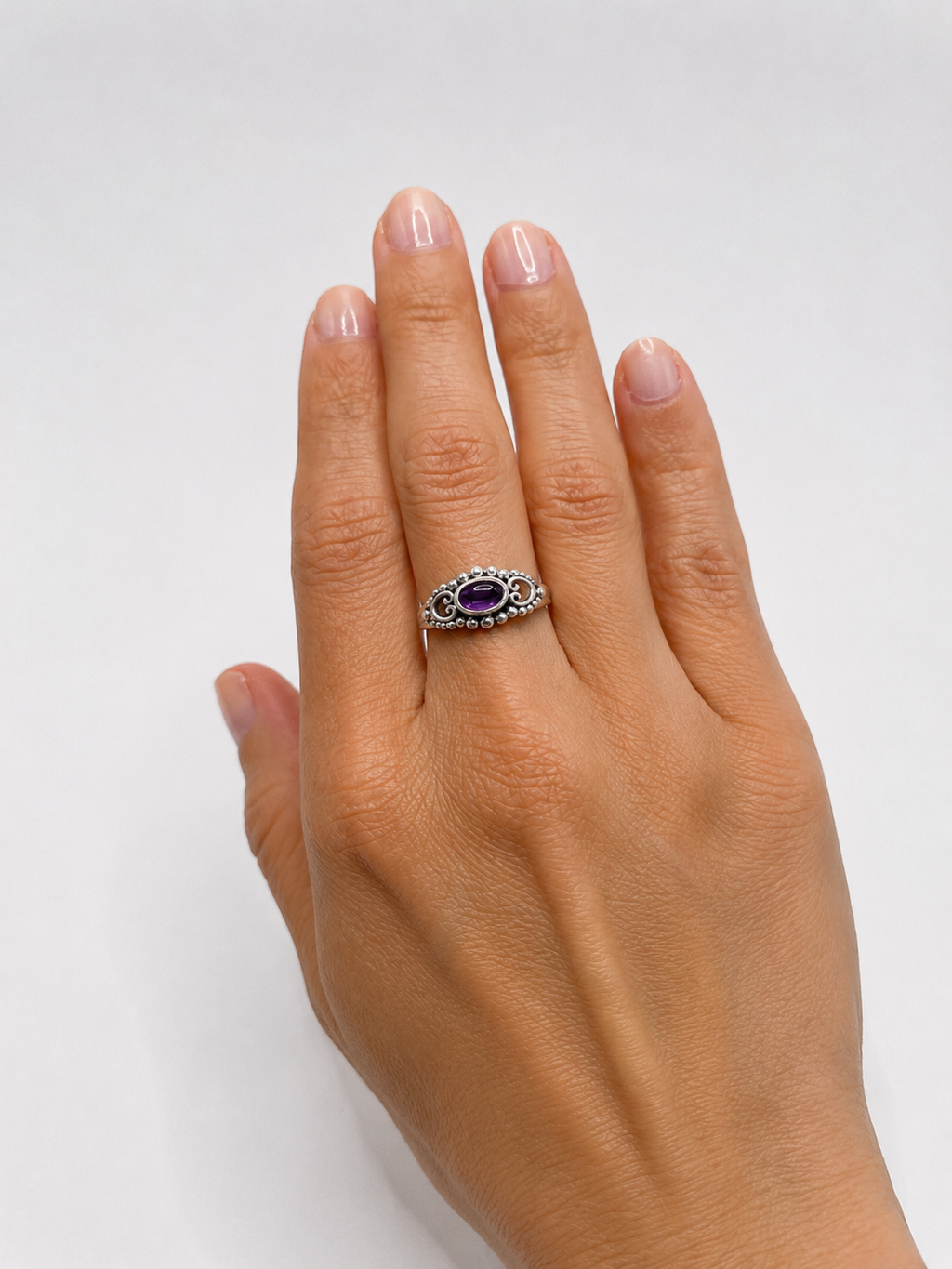 Anel Ametista Boho Prata 925