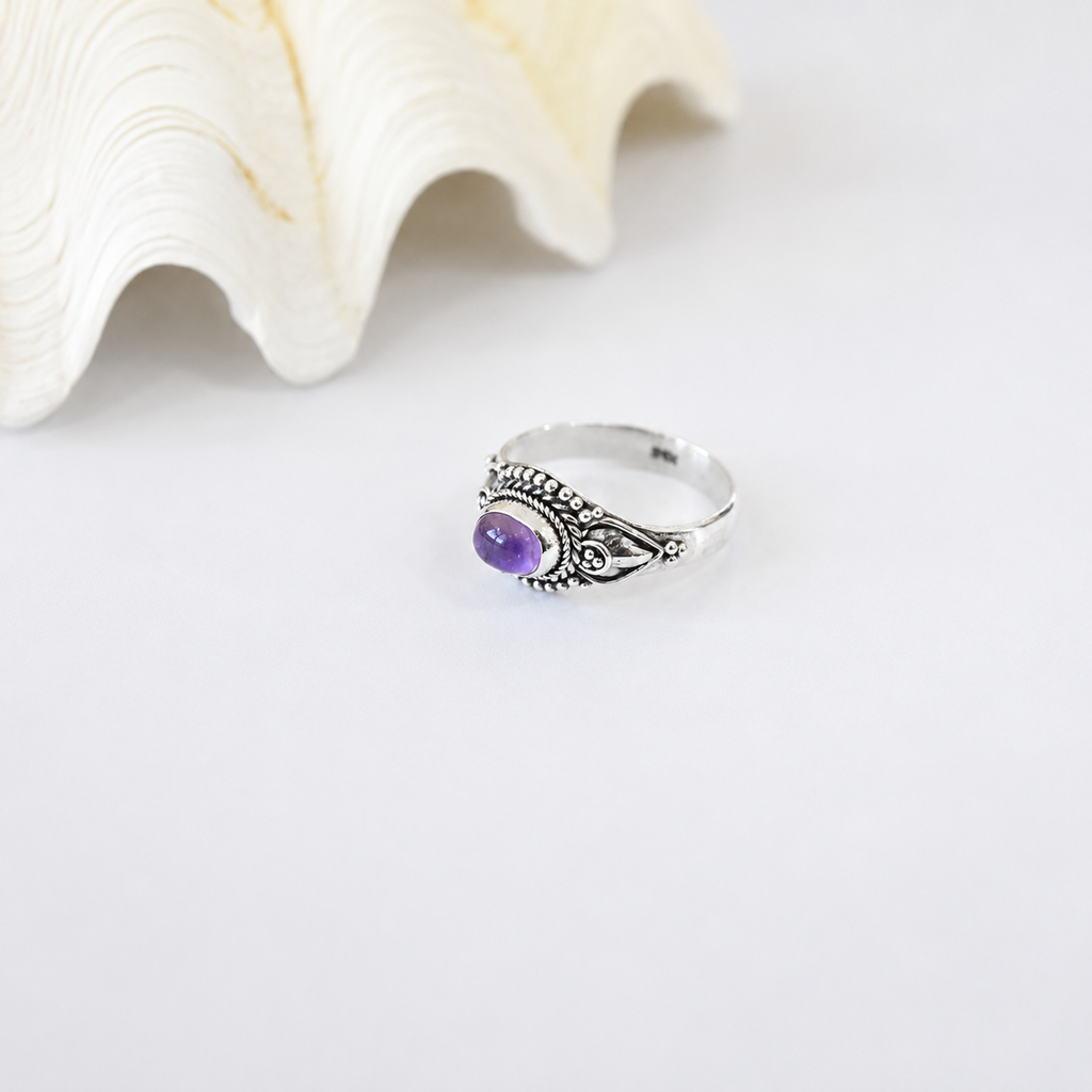 Anel Ametista Boho Prata 925