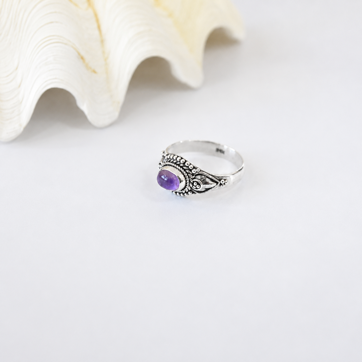 Anel Ametista Boho Prata 925