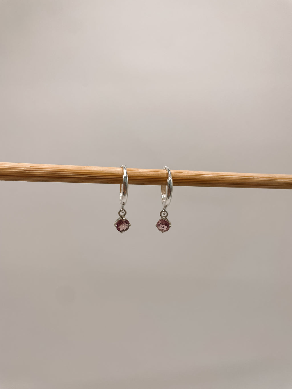 Brinco Argola Turmalina Rosa Lapidada Prata 925