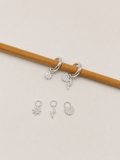 Brinco Argola Click com Estrela, Raio e Coração com Zircônia Prata 925
