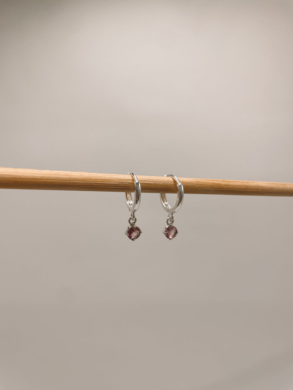 Brinco Argola Turmalina Rosa Lapidada Prata 925