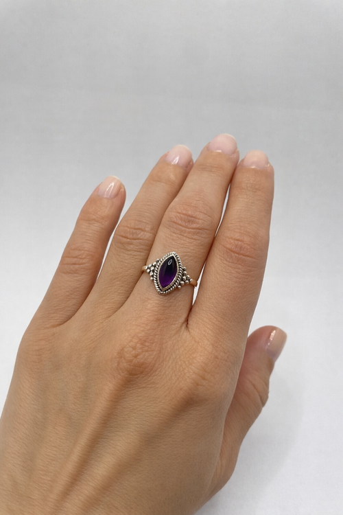 Anel Ametista Prata 925