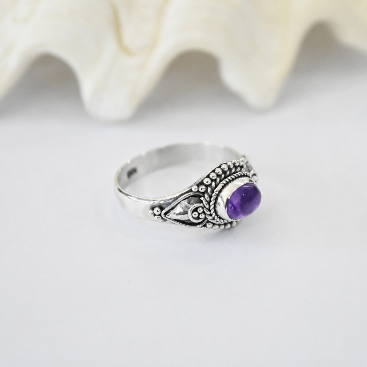 Anel Ametista Boho Prata 925