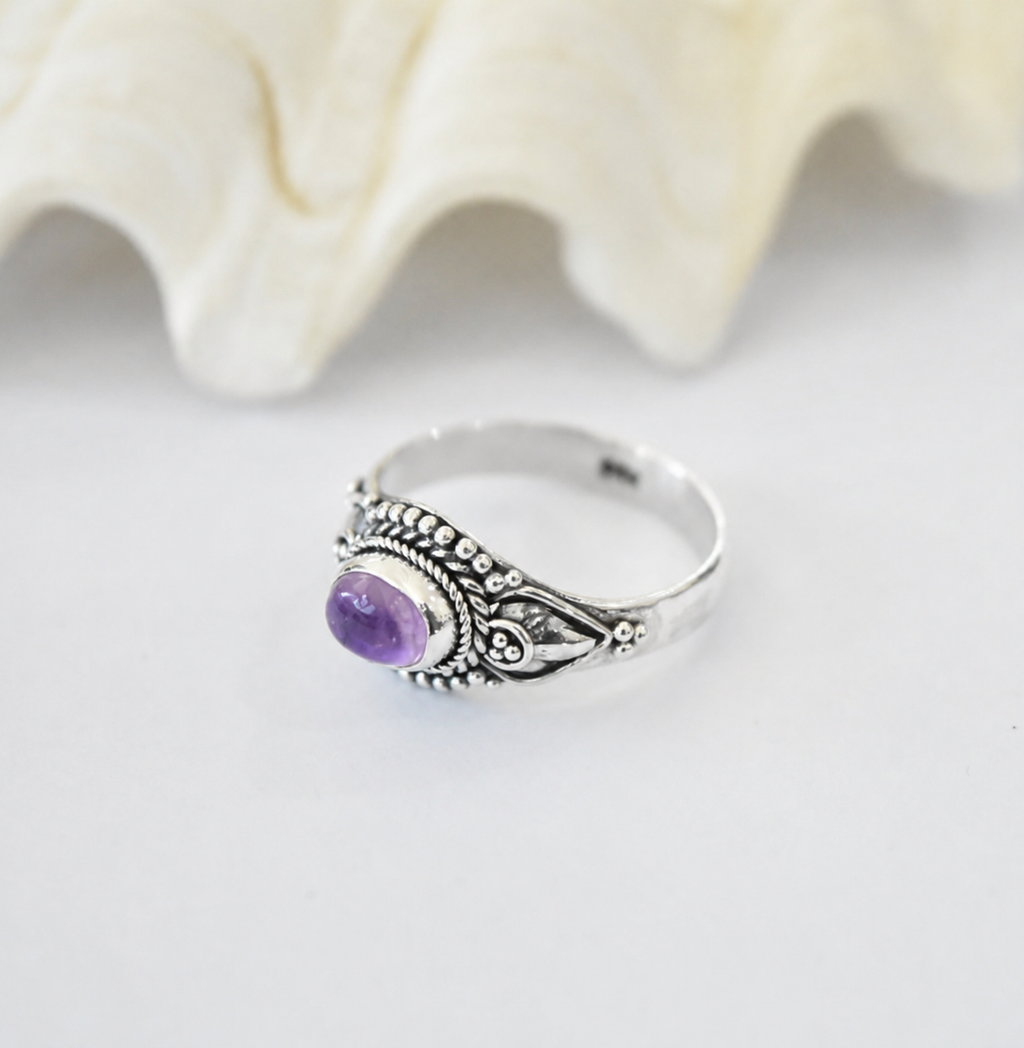 Anel Ametista Boho Prata 925