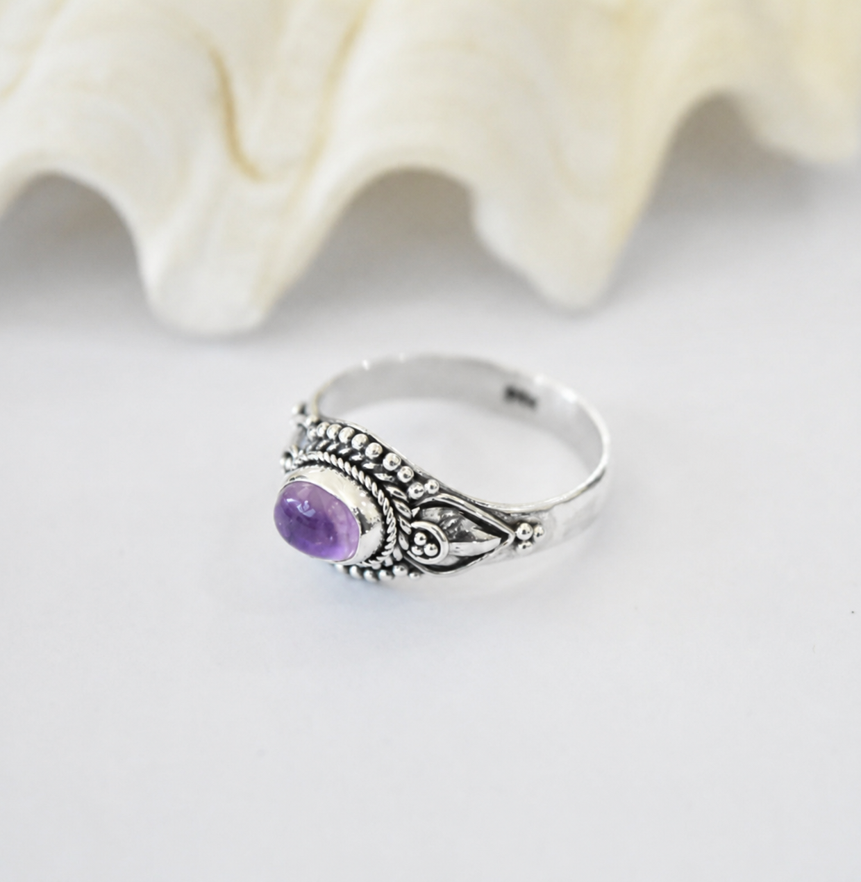 Anel Ametista Boho Prata 925