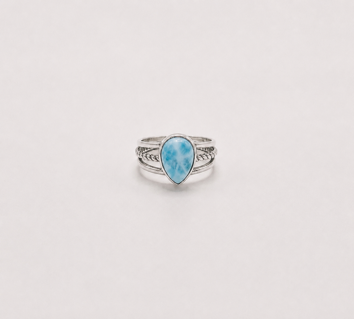 Anel Larimar Gota Prata 925