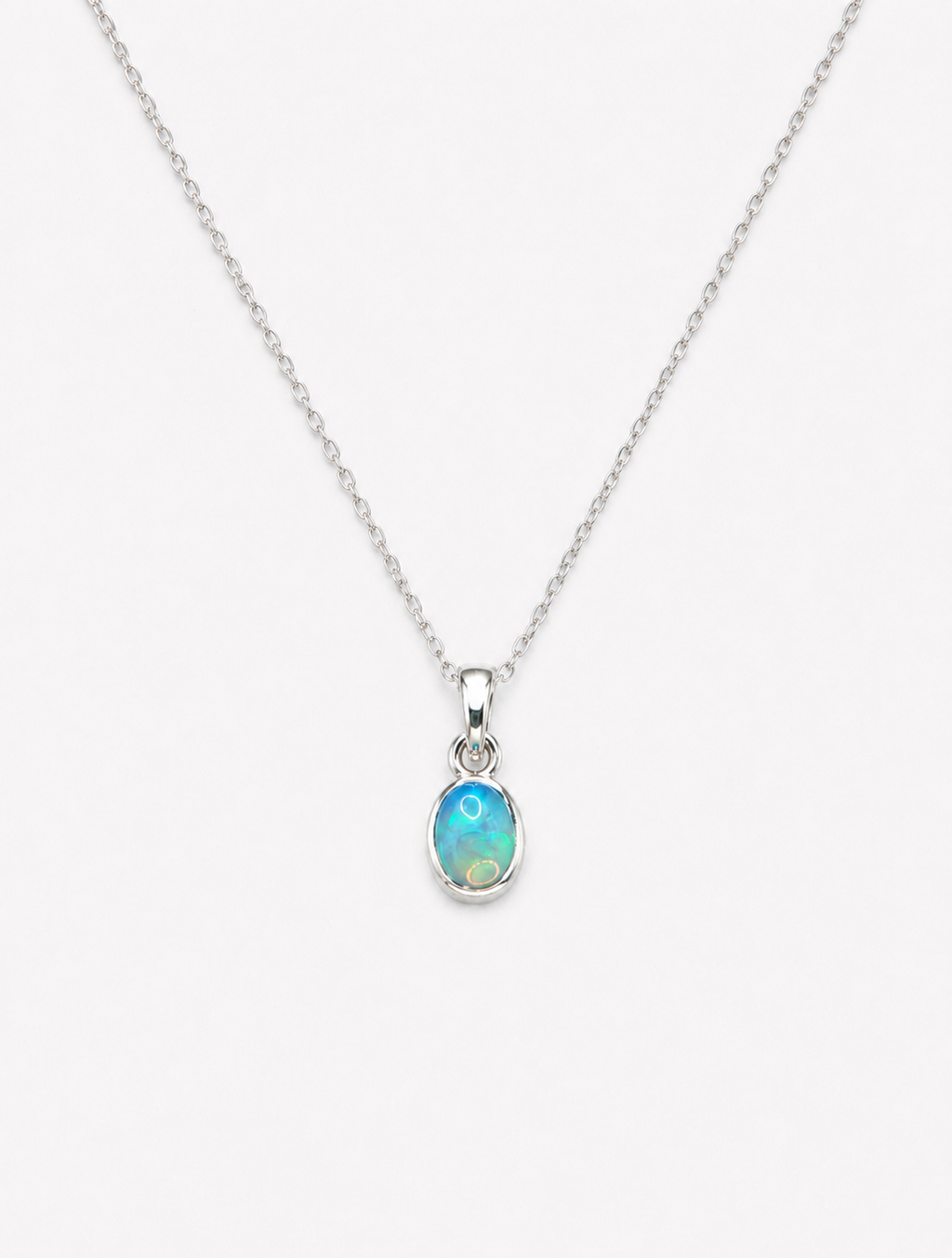 Colar Opala Etíope Oval Prata 925