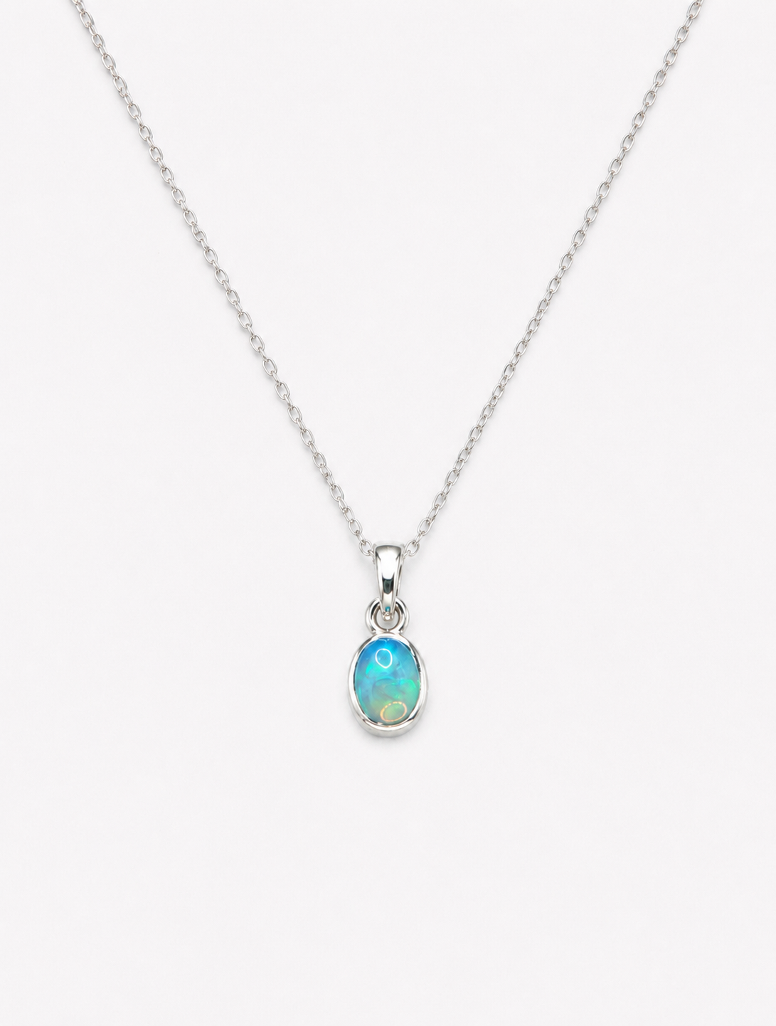 Colar Opala Etíope Oval Prata 925