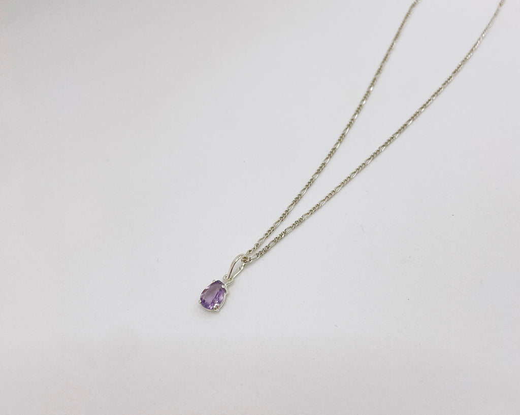Colar de Ametista Gota Lapidada Prata 925