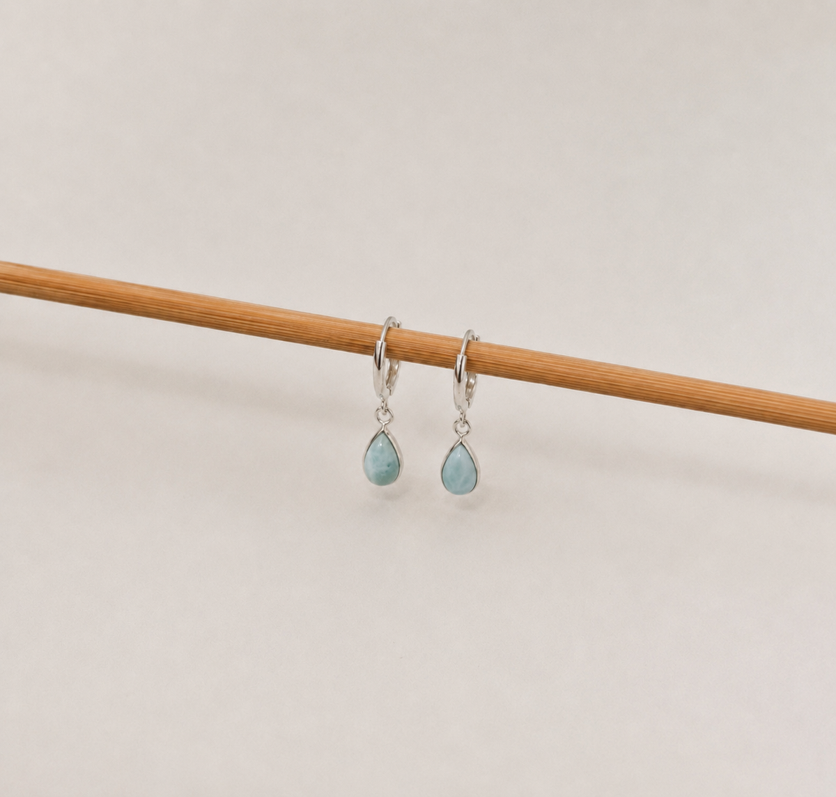 Brinco Argola Larimar Gota Prata 925