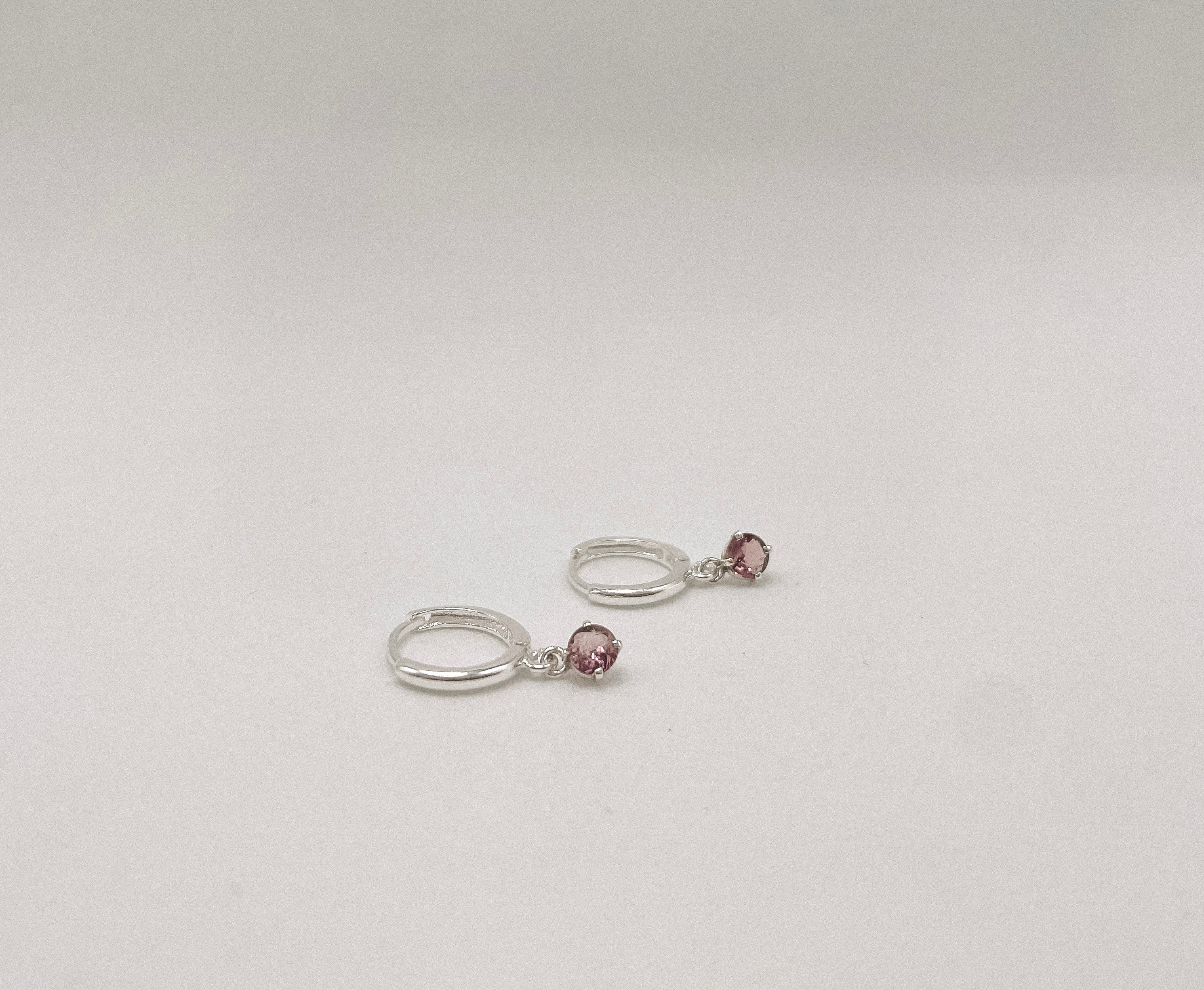 Brinco Argola Turmalina Rosa Lapidada Prata 925