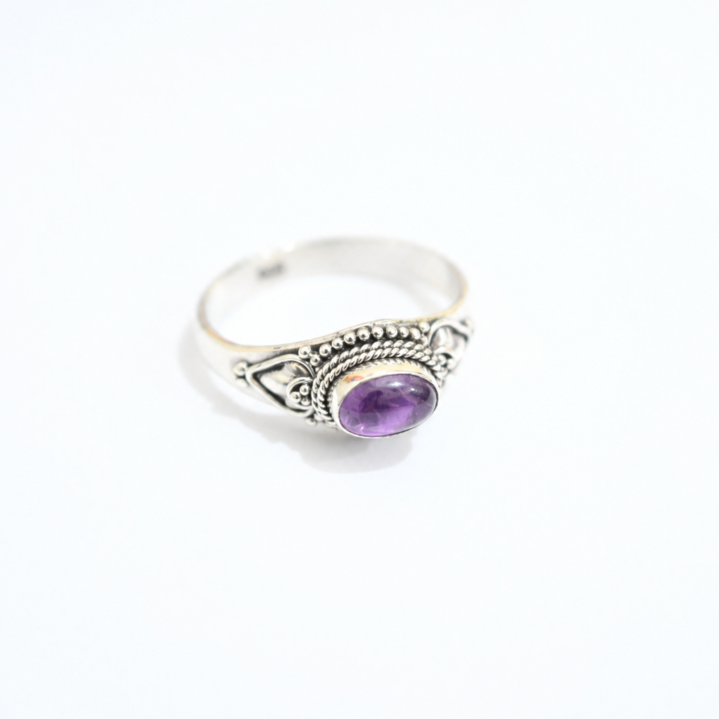 Anel Ametista Boho Prata 925