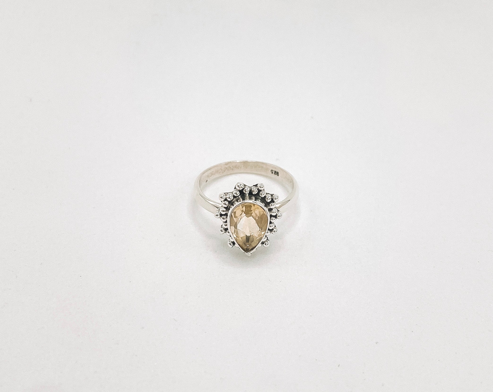 Anel Citrino Gota Prata 925
