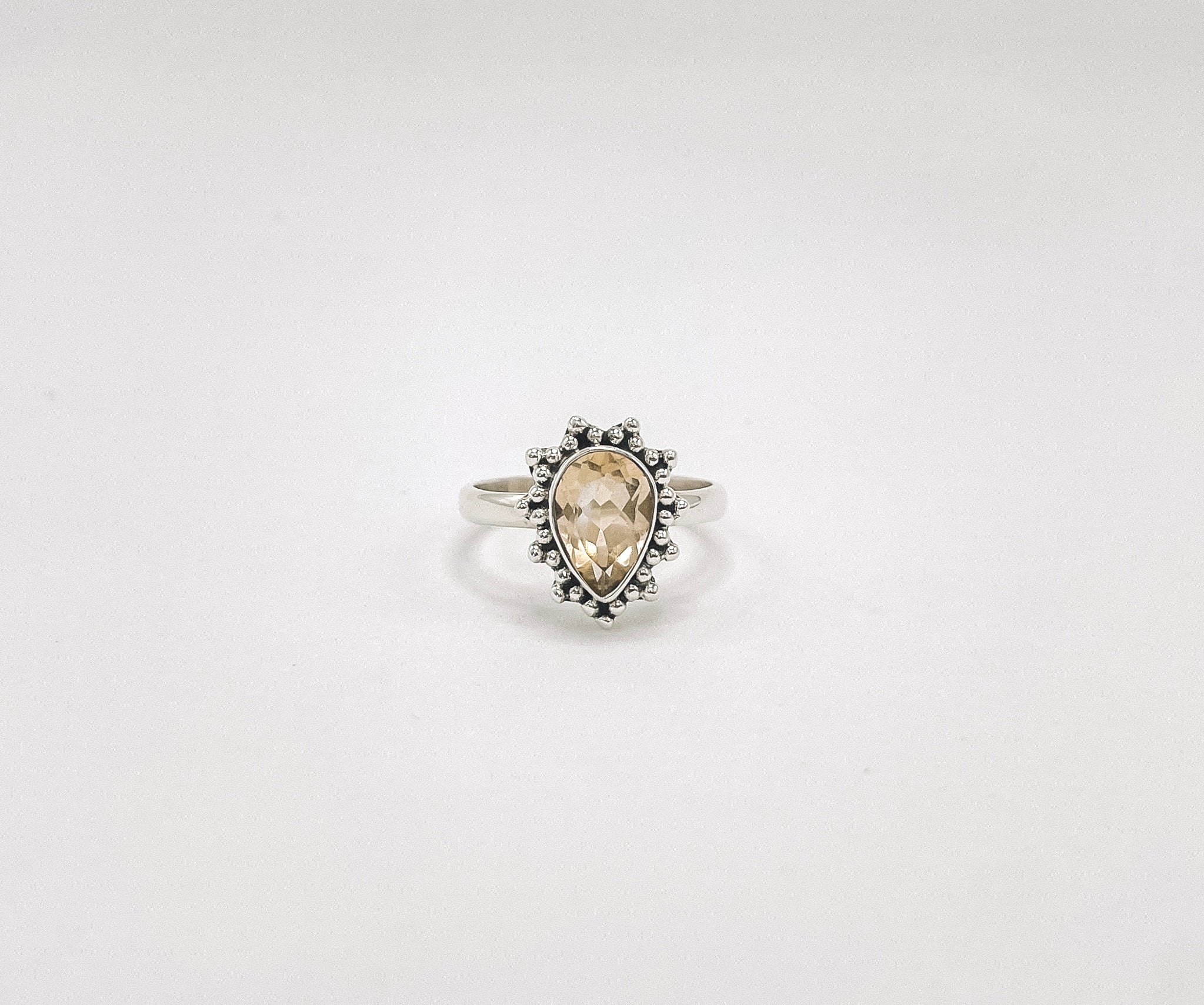Anel Citrino Gota Prata 925
