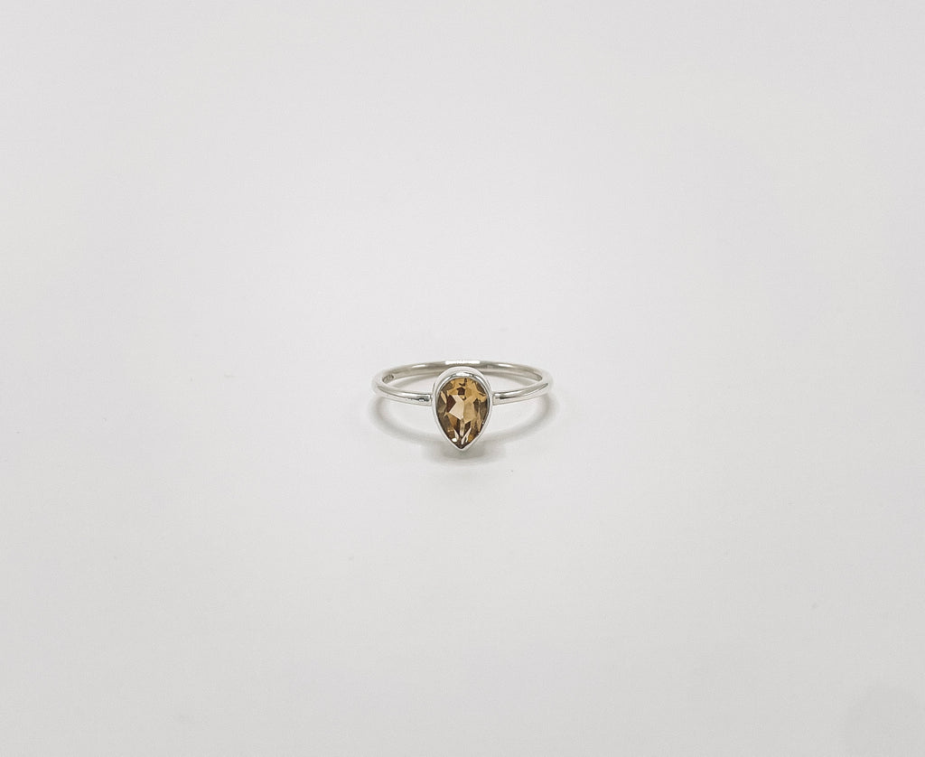 Anel Citrino Gota Prata 925