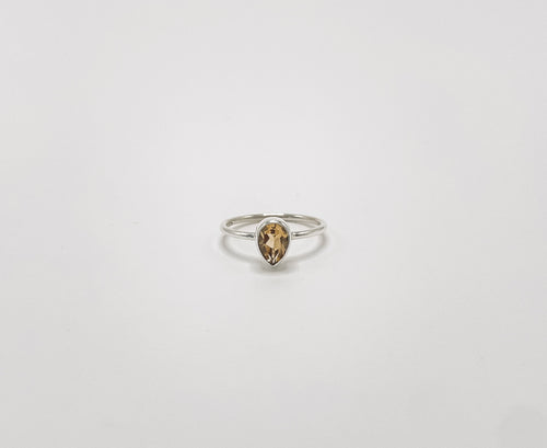 Anel Citrino Gota Prata 925