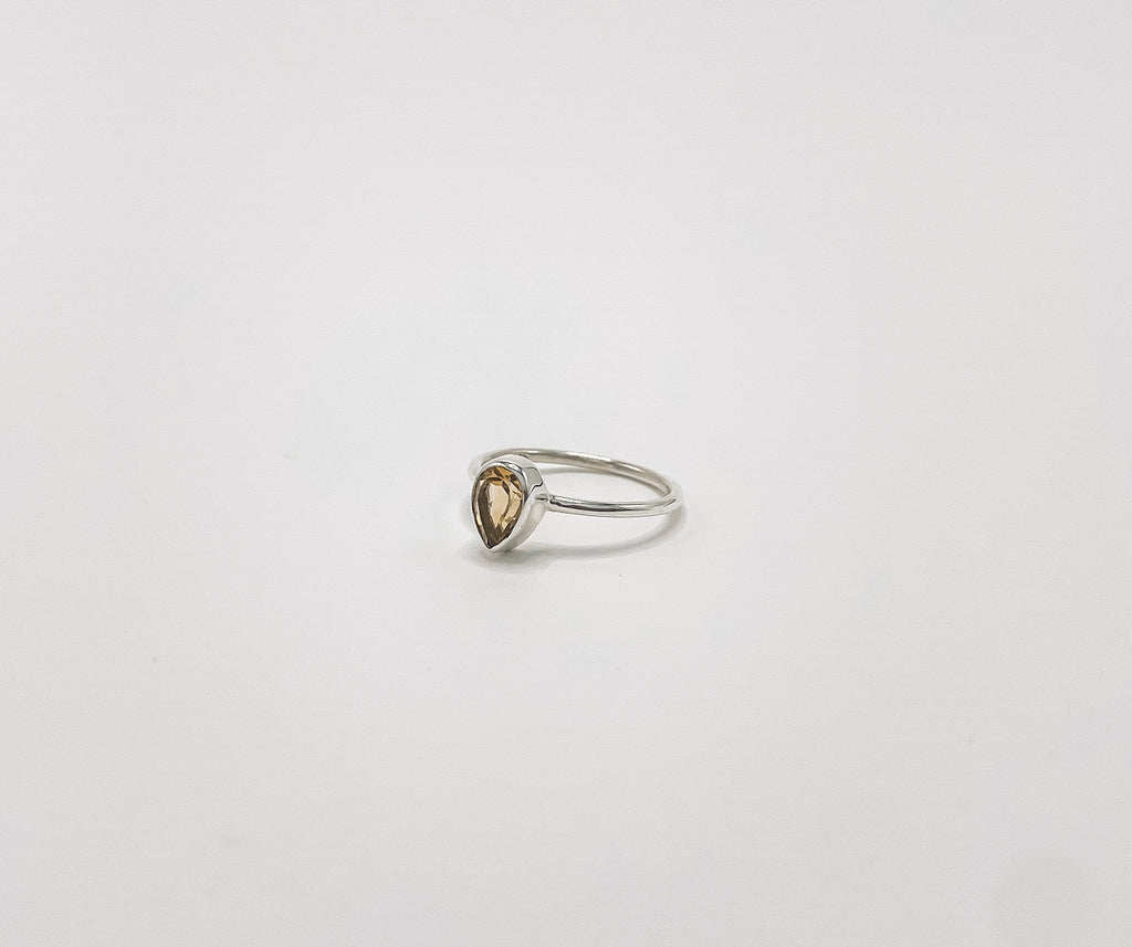 Anel Citrino Gota Prata 925