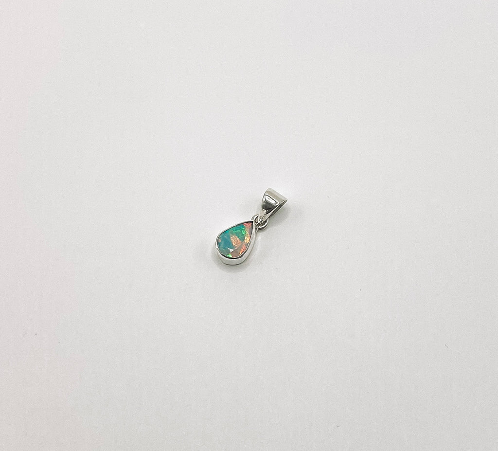 Pingente Opala Etíope Gota Facetada Prata 925