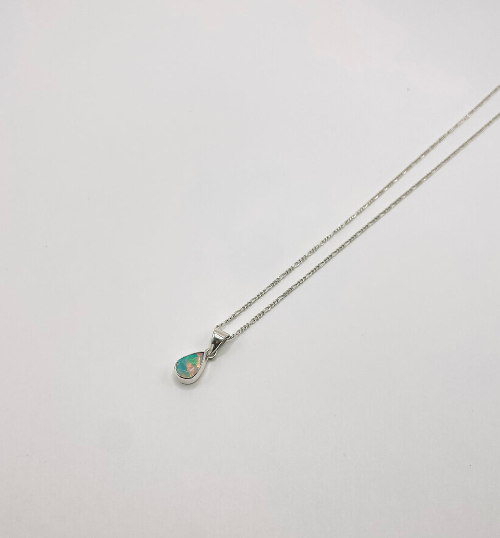 Colar Opala Etíope Gota Facetada Prata 925