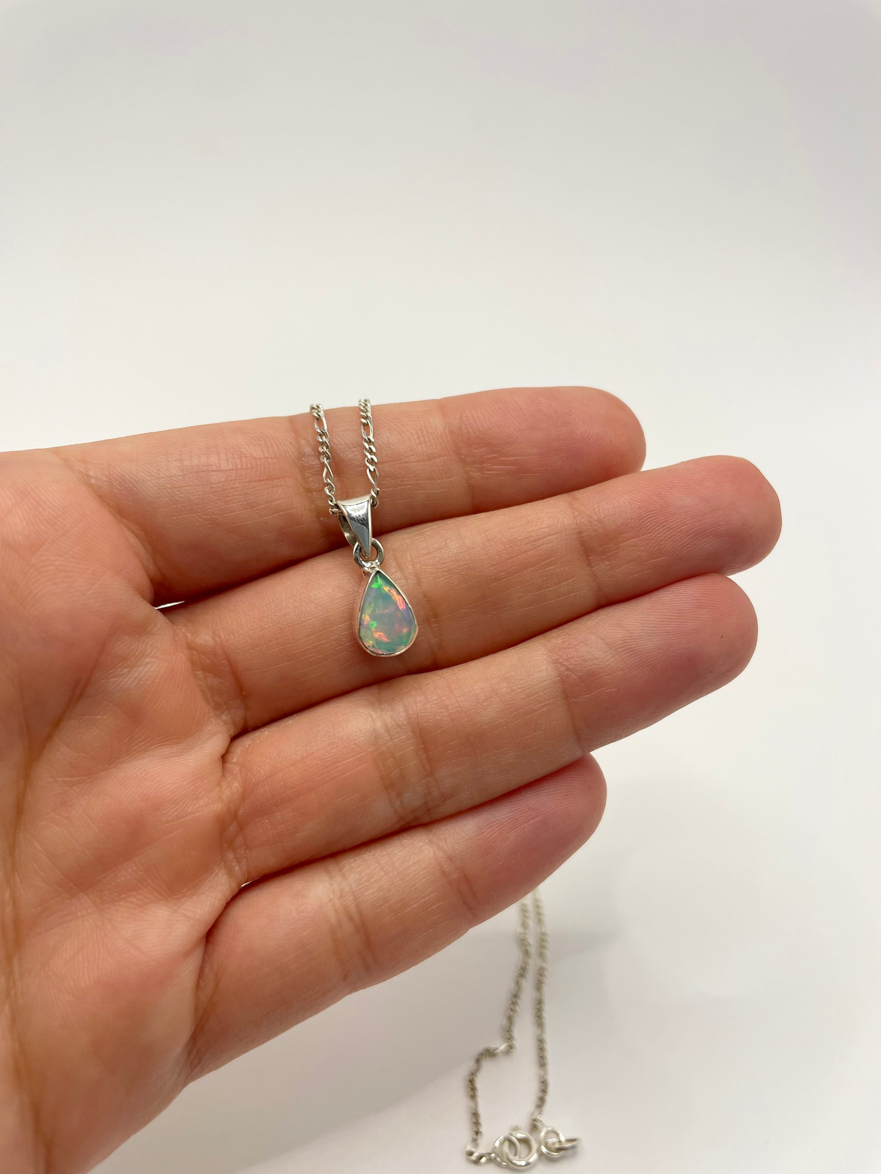 Colar Opala Etíope Gota Facetada Prata 925
