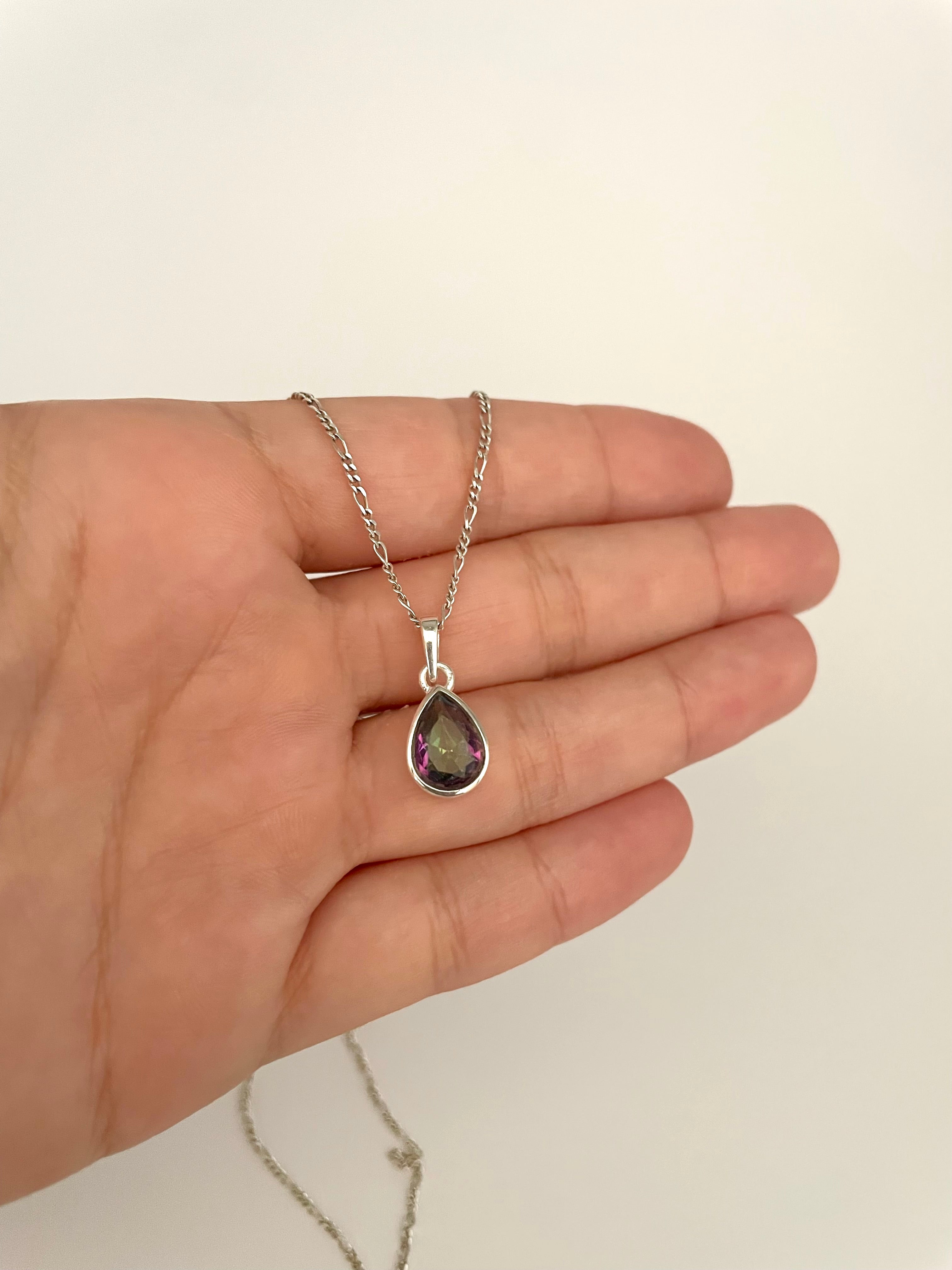 Colar Topázio Místico Gota Facetada Prata 925