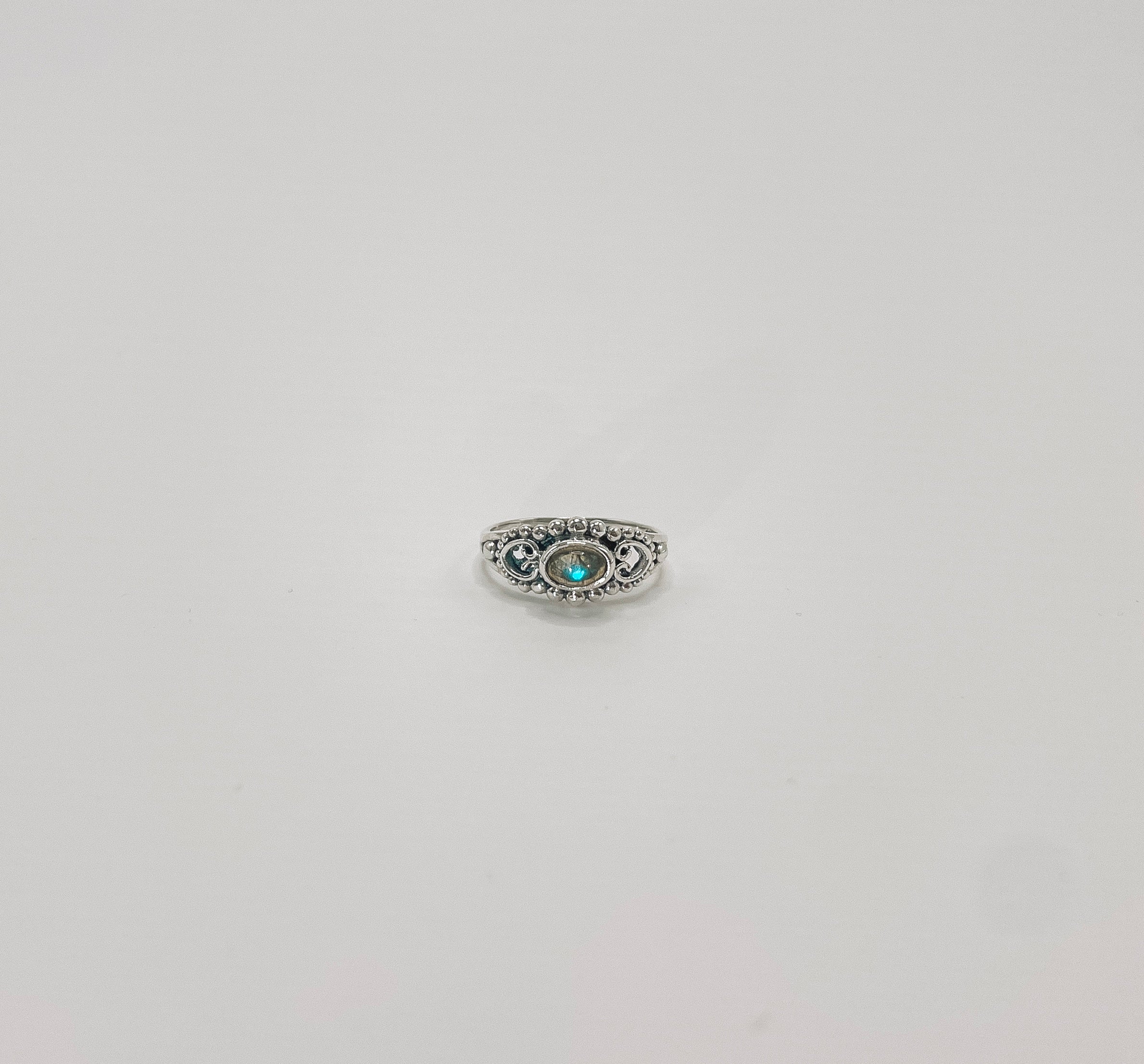 Anel Labradorita Boho Prata 925