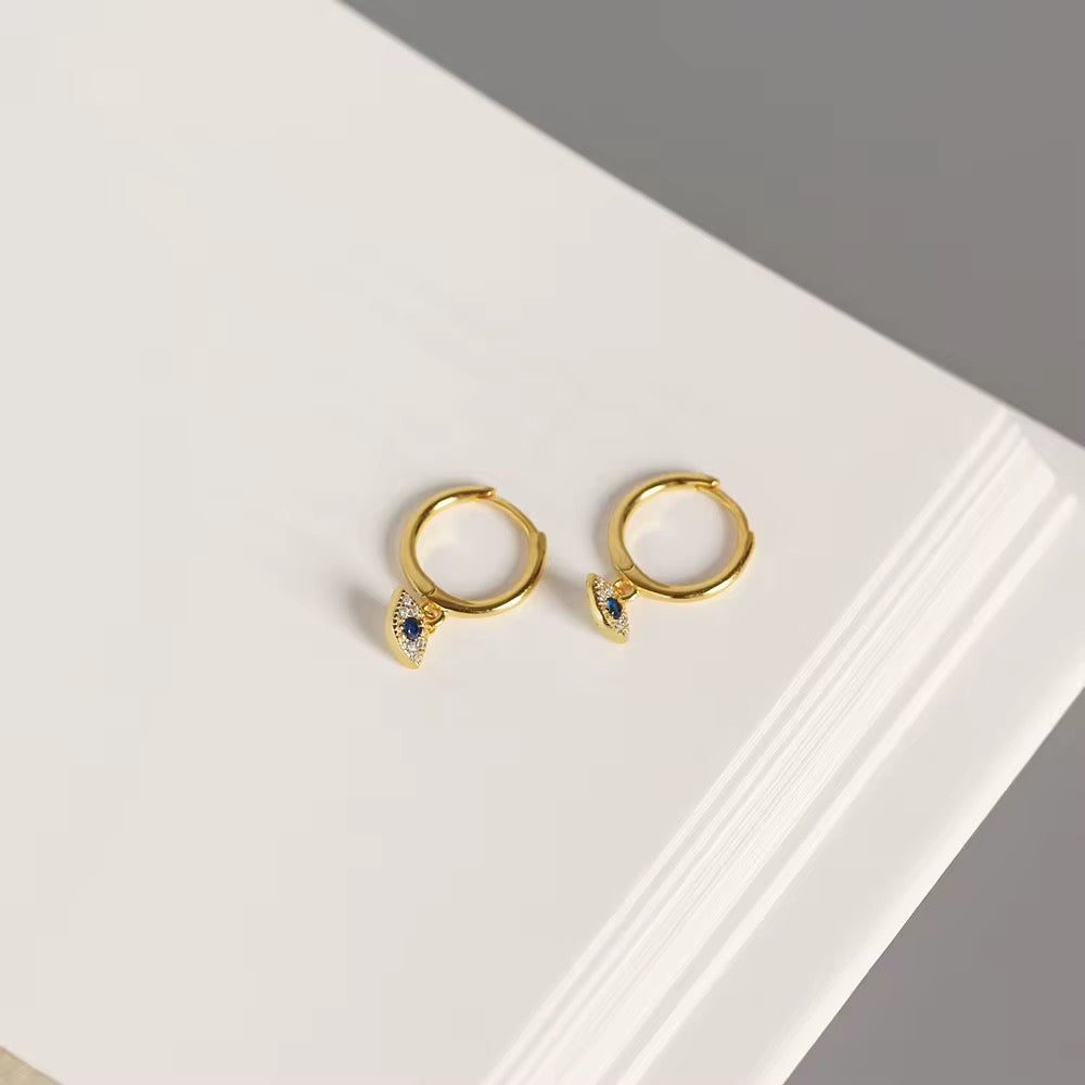 Brinco Argola Click com Olho Grego Prata 925 ou Dourado image 2