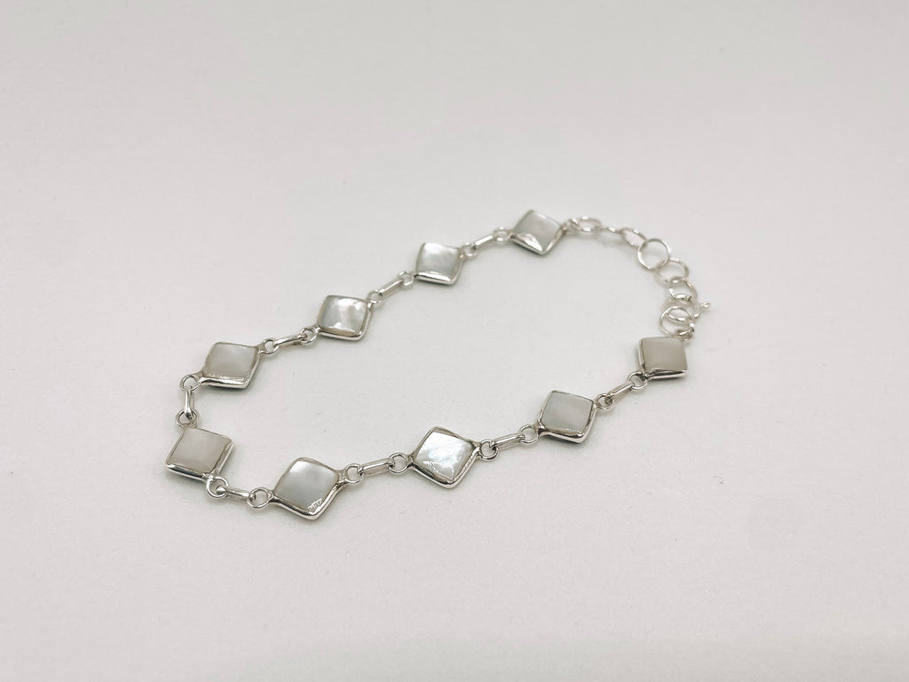 Pulseira Madrepérola e Abalone Dupla Face Quadrada Prata 925 image 1