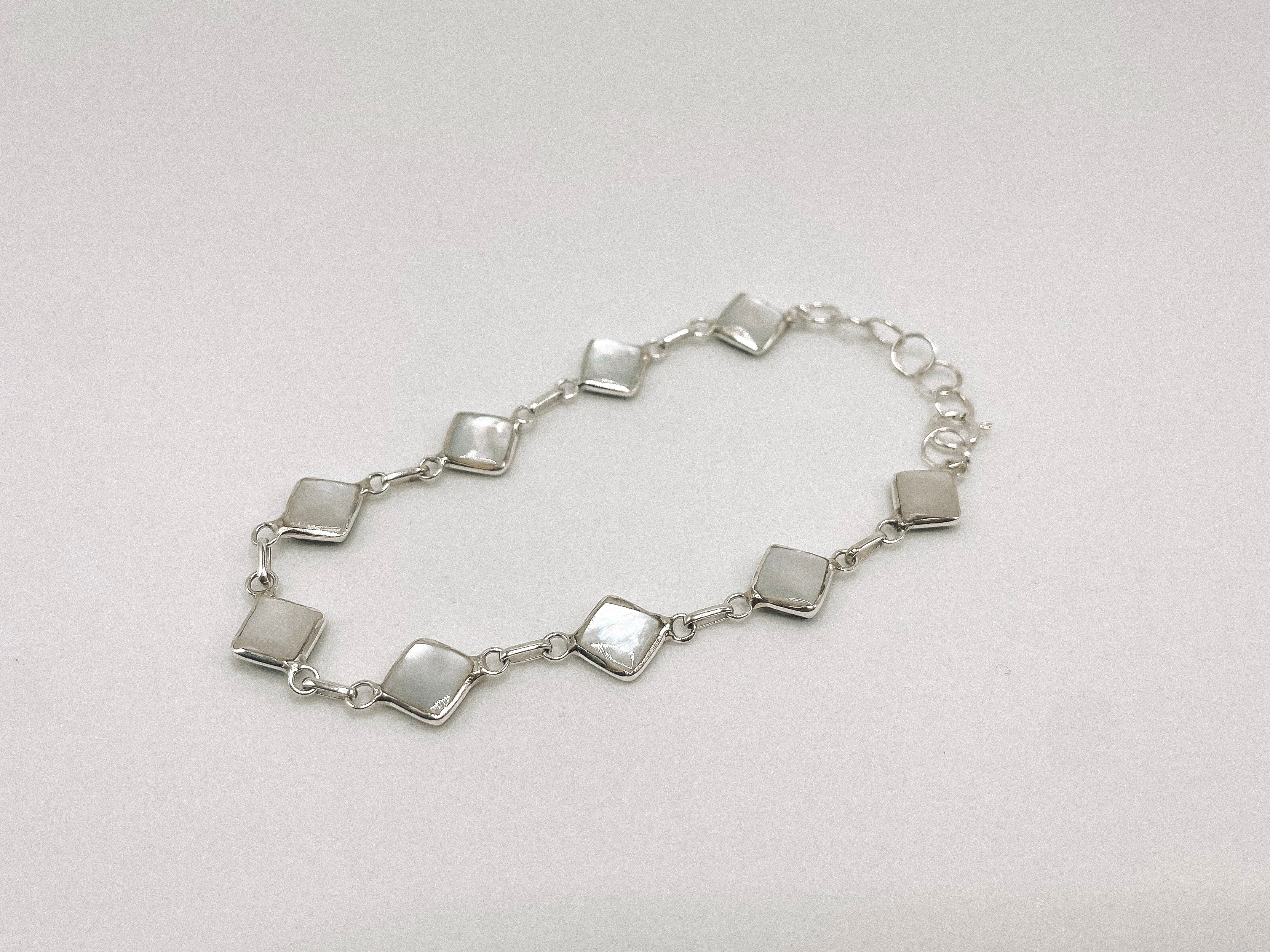 Pulseira Madrepérola e Abalone Dupla Face Quadrada Prata 925 image 1