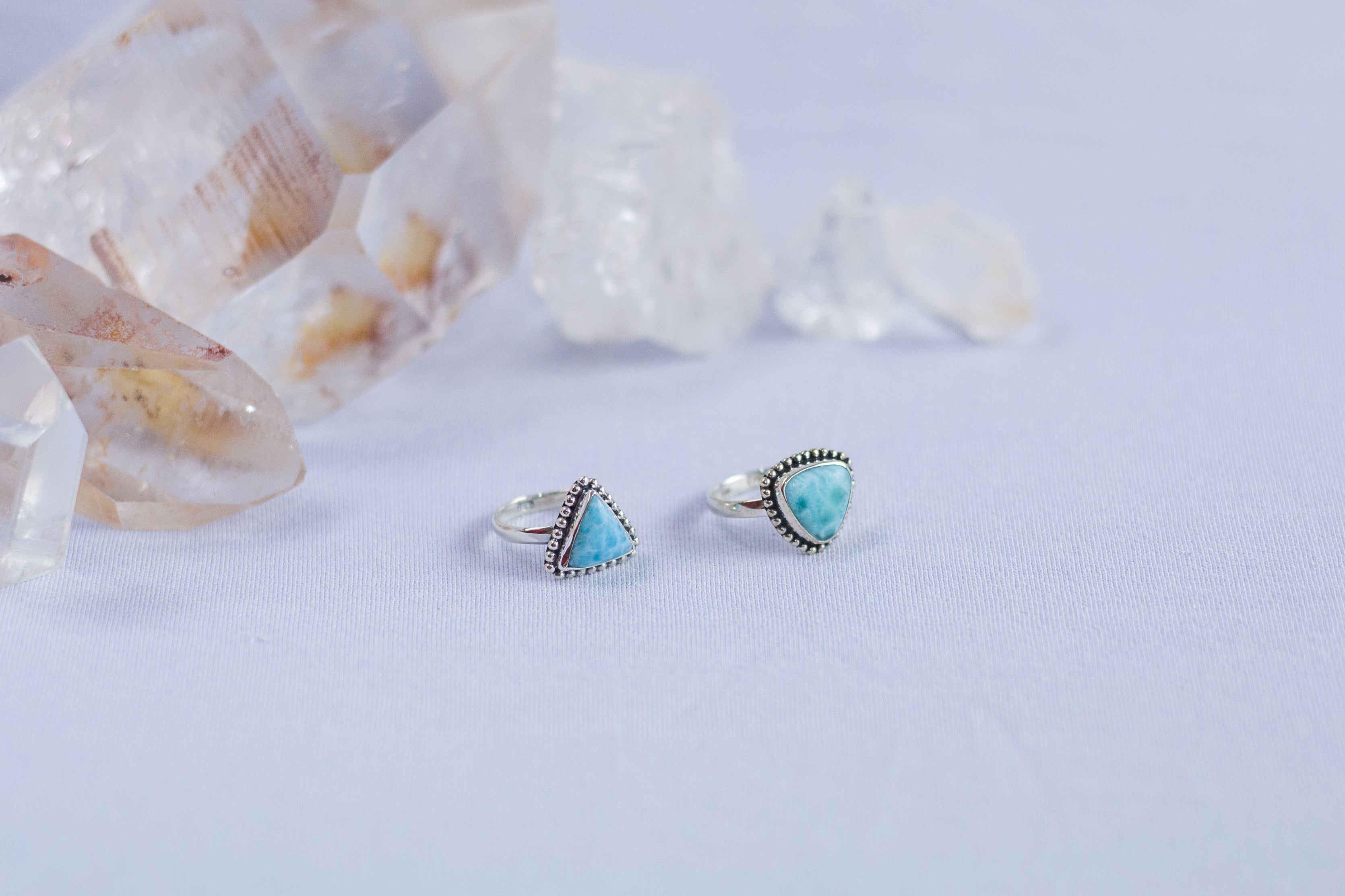 Anel Larimar Triângulo Prata 925 image 8