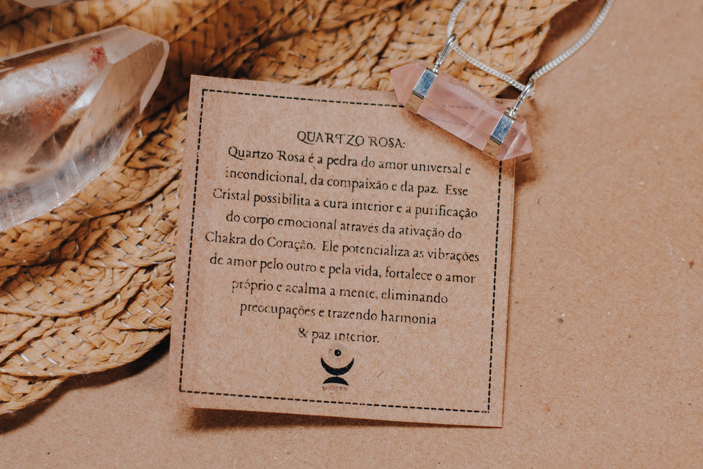 Colar Quartzo Rosa Biponta Horizontal Prata 925 image 3