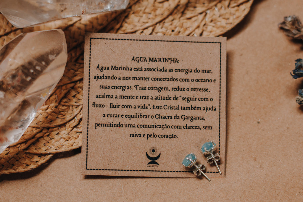 Brinco Fixo Água Marinha Bruta Prata 925 image 2