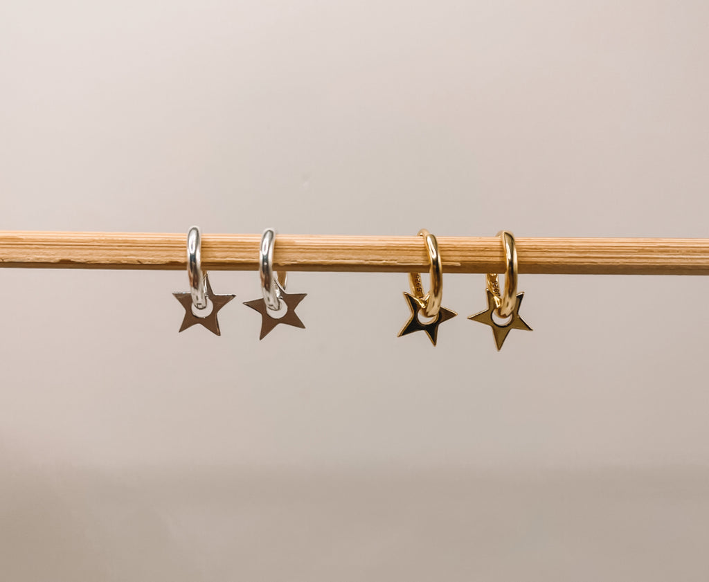 Brinco Argola com Estrela Prata 925 ou Dourado image 0