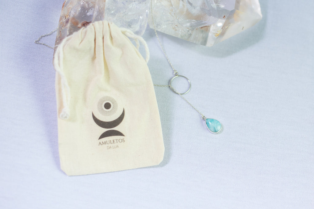 Colar Larimar Gota Prata 925 image 7