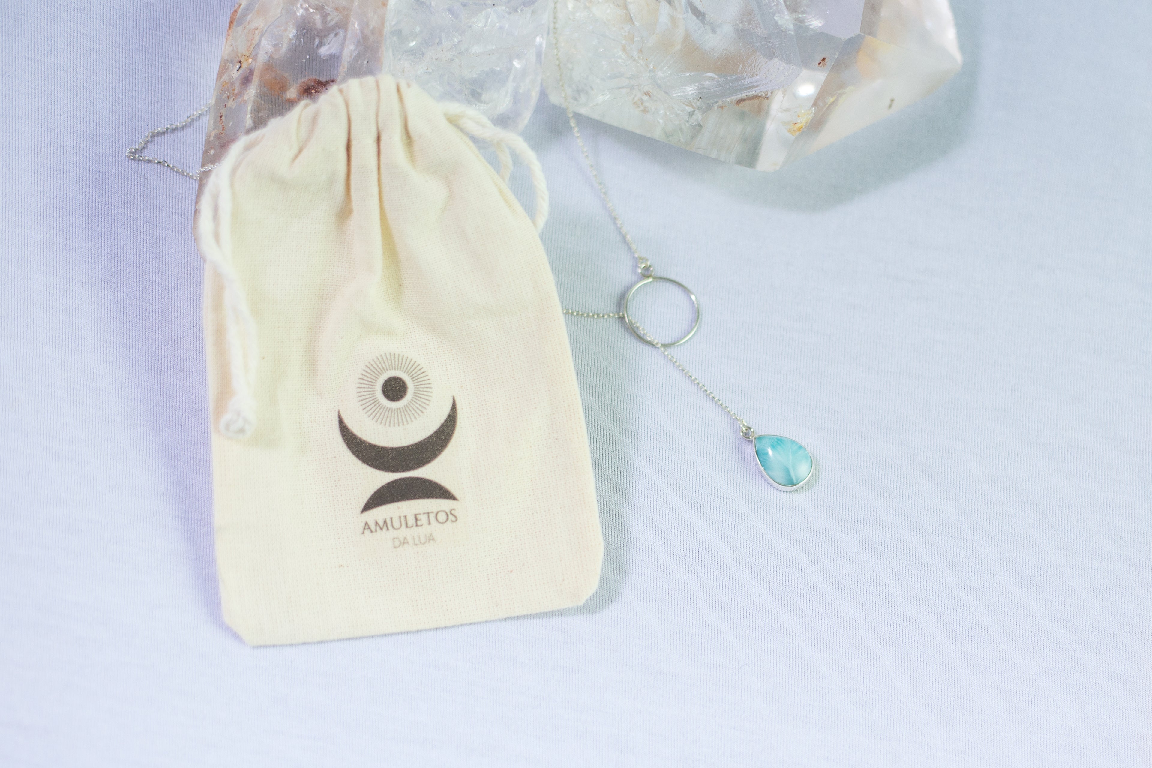 Colar Larimar Gota Prata 925 image 7