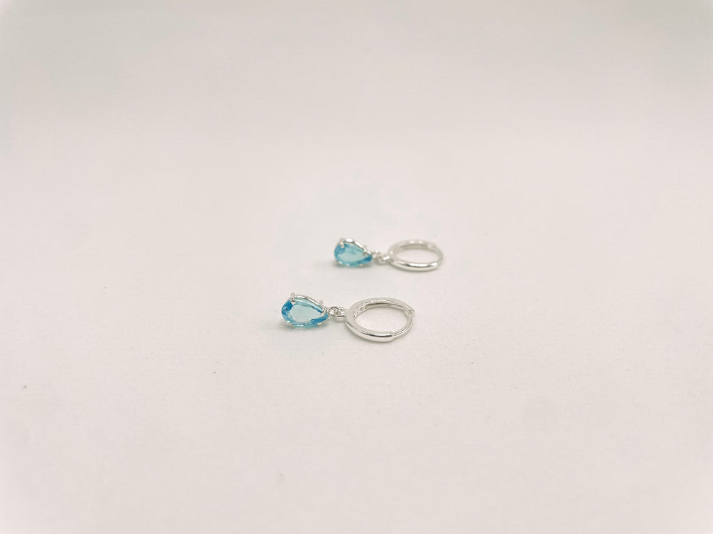 Brinco Argola Topázio Azul Gota Prata 925 image 4