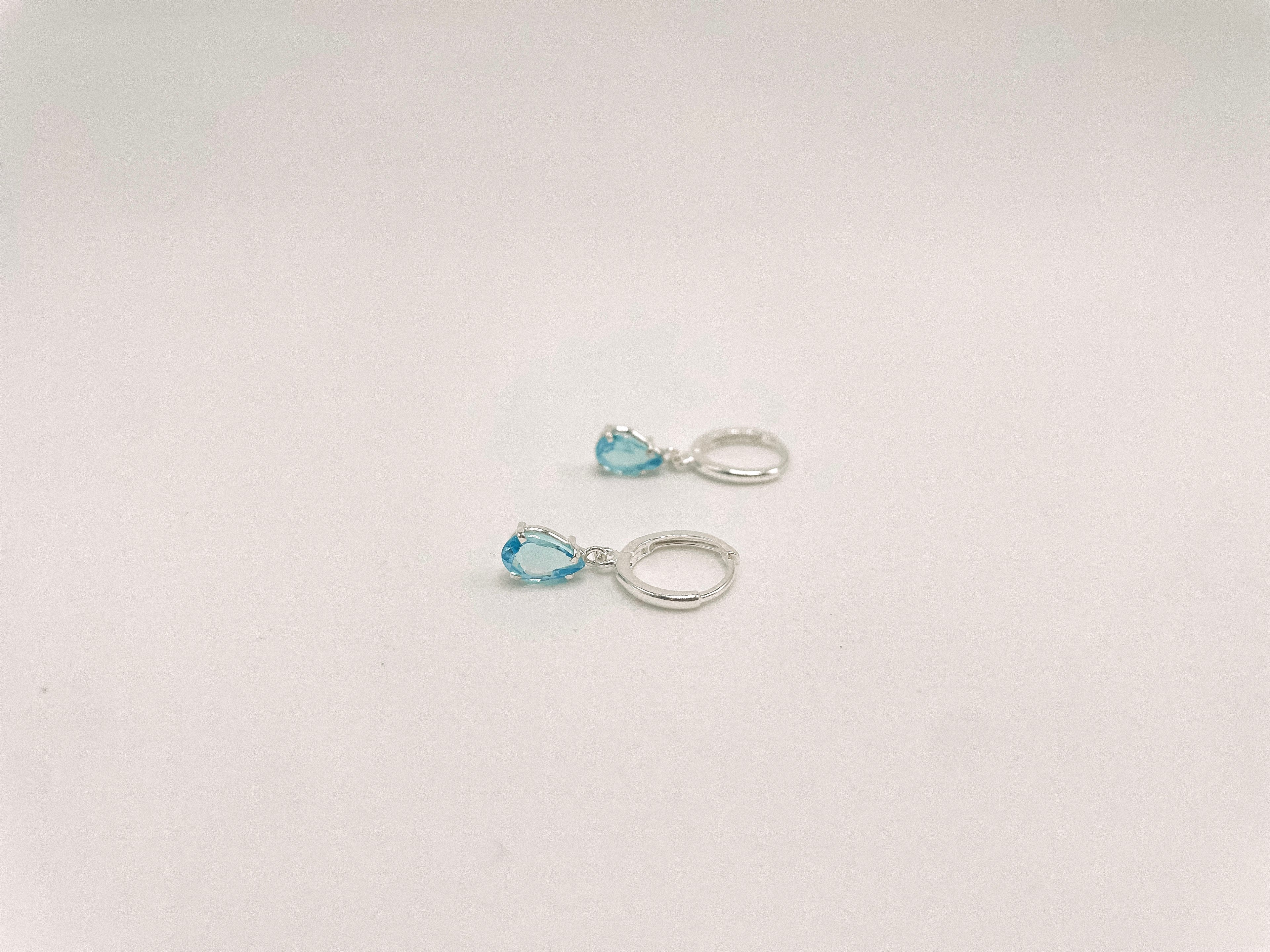 Brinco Argola Topázio Azul Gota Prata 925 image 4