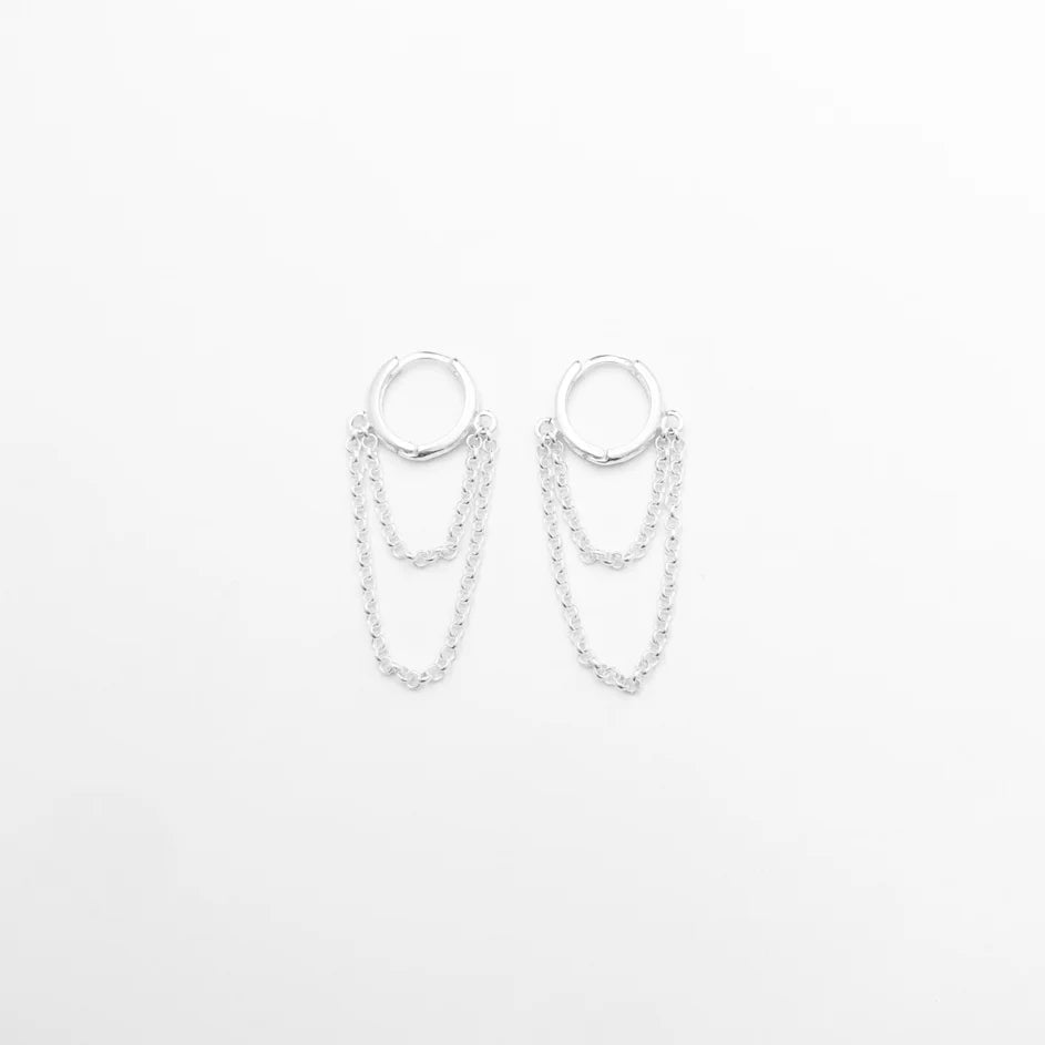Brinco Argola Click com Correntes Prata 925 image 4
