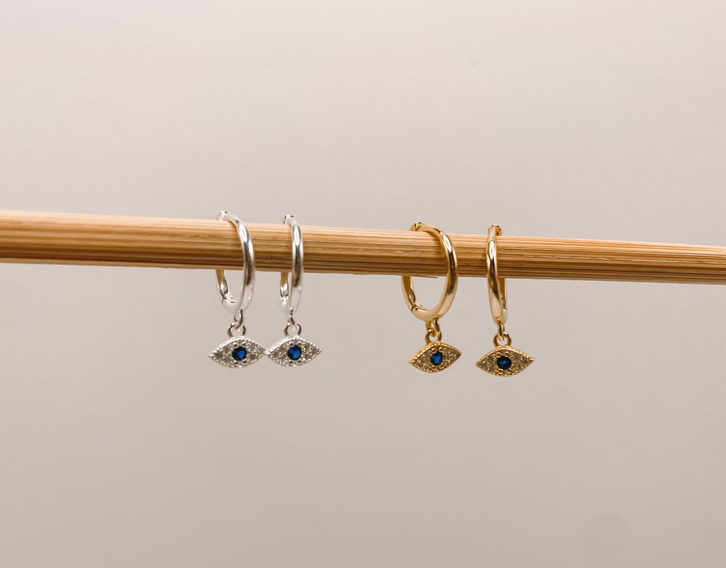Brinco Argola Click com Olho Grego Prata 925 ou Dourado image 0
