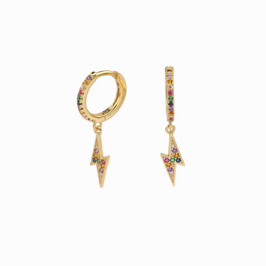 Brinco Argola Raio com Zircônias Coloridas Prata 925 ou Dourado image 3