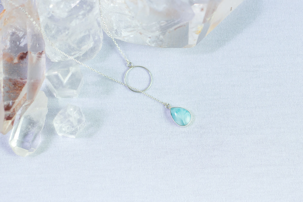Colar Larimar Gota Prata 925 image 1