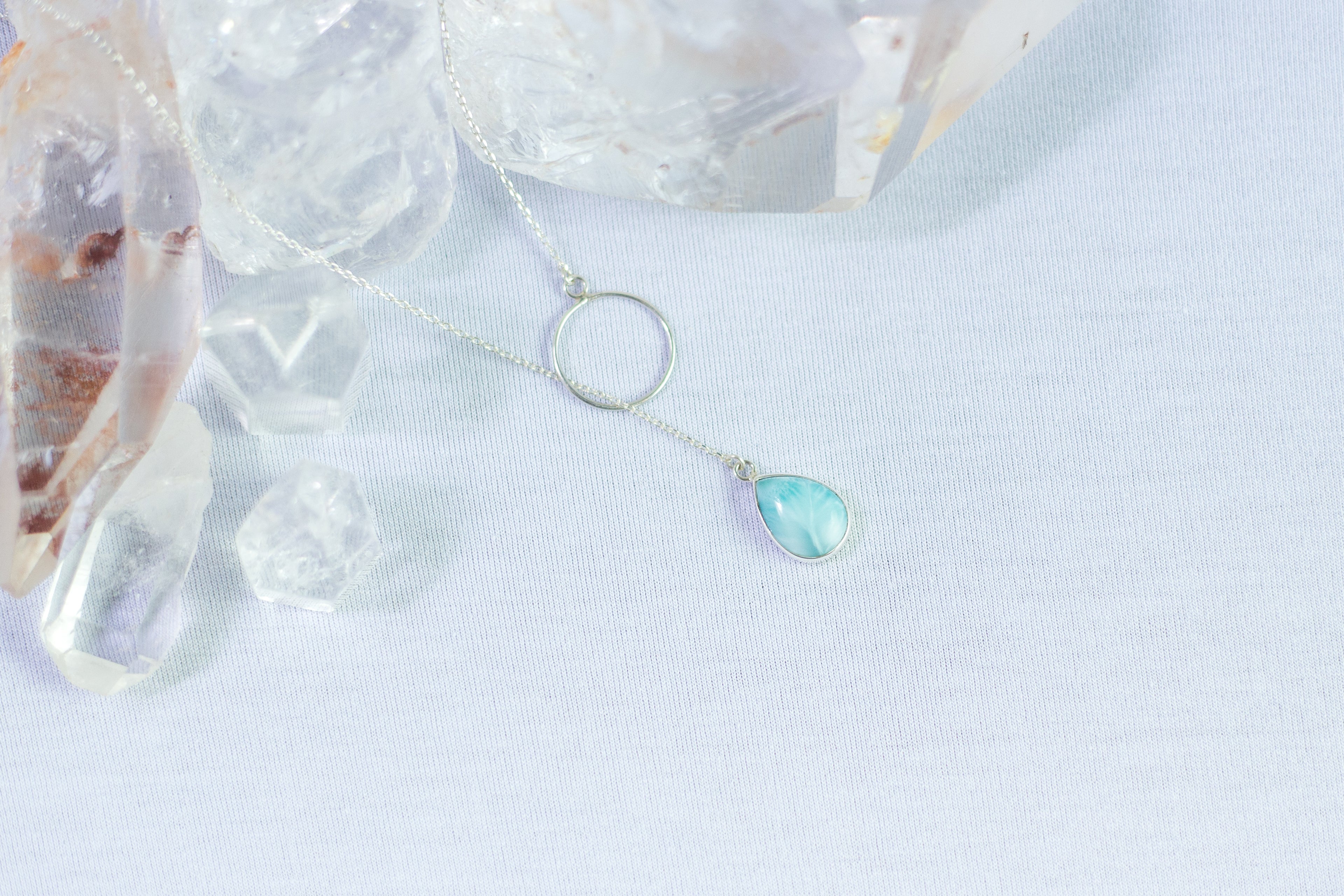 Colar Larimar Gota Prata 925 image 1