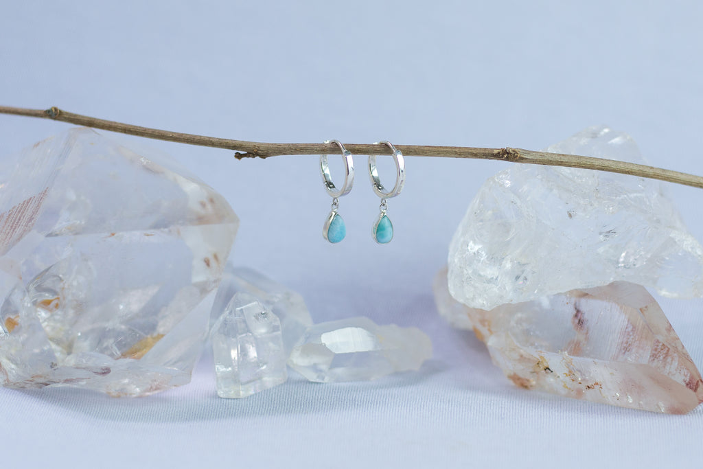 Brinco Argola Larimar Gota Prata 925 image 0