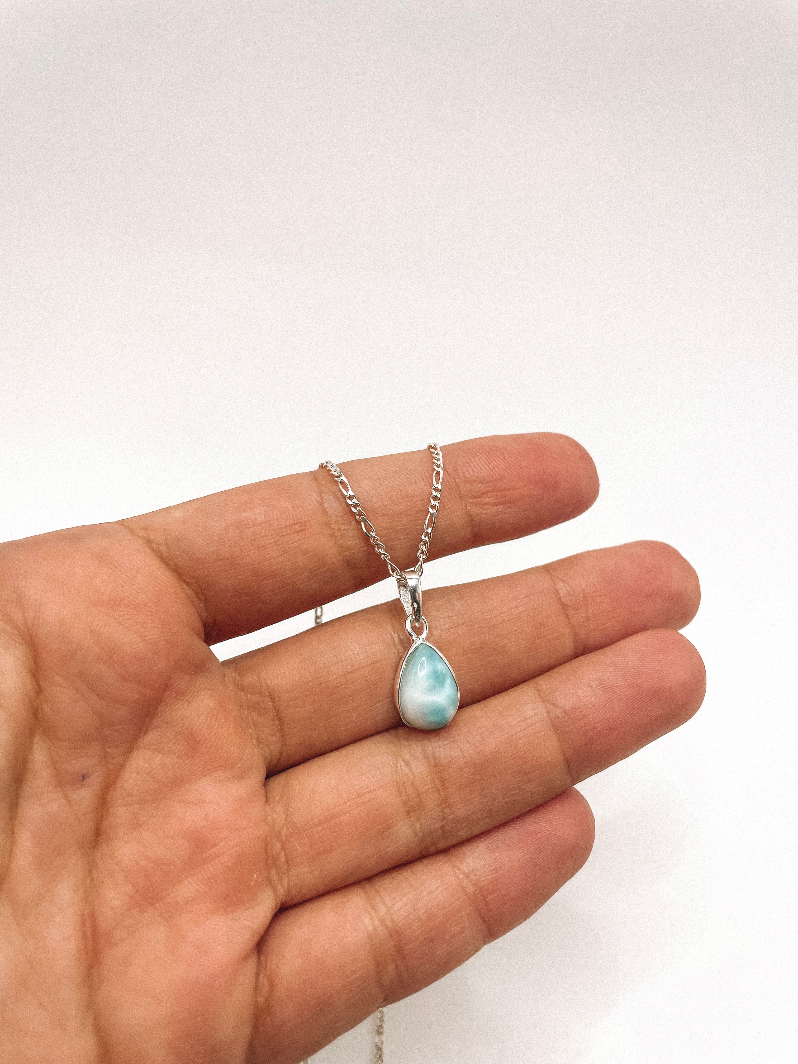 Colar Larimar Gota Prata 925 image 1