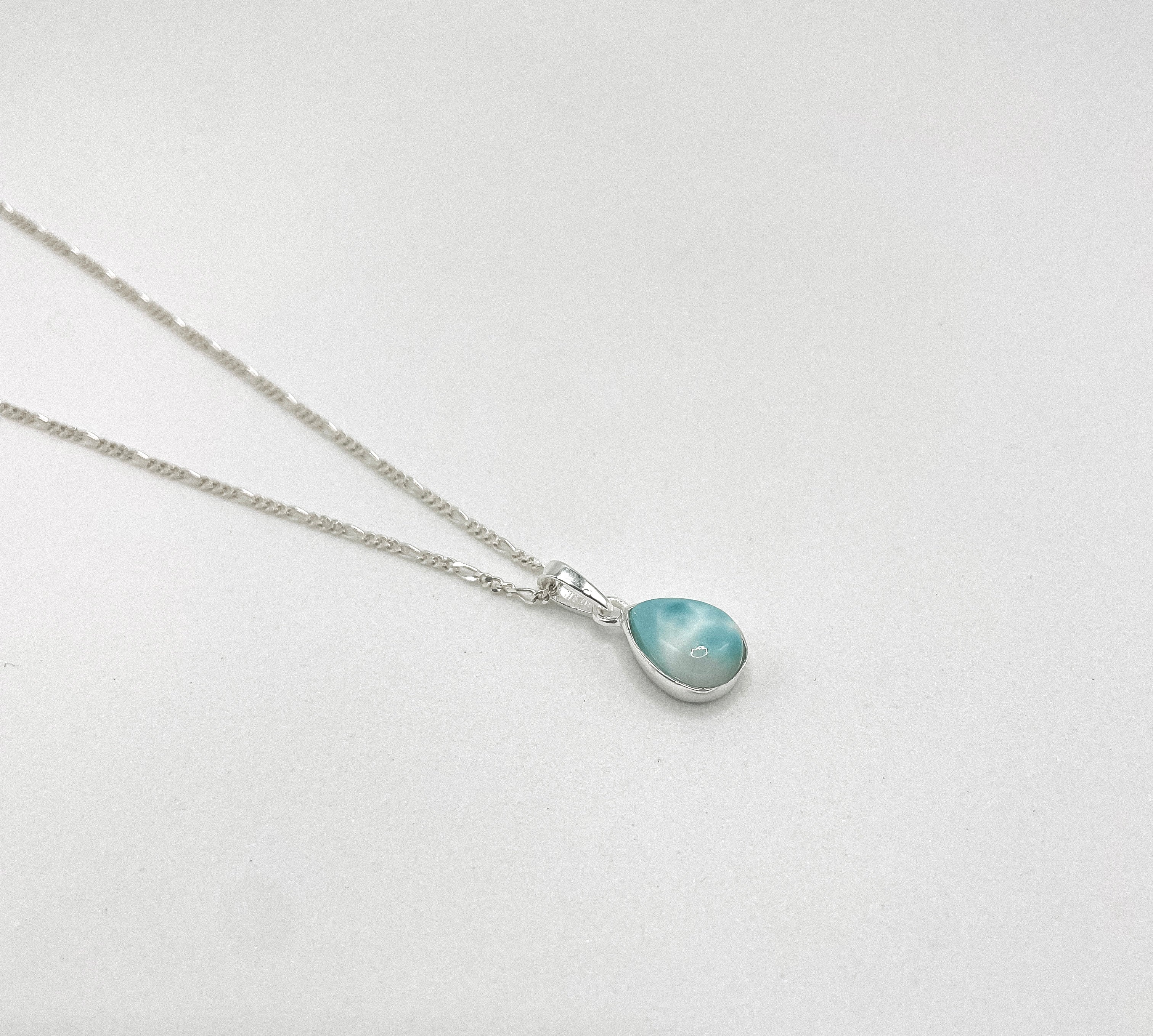 Colar Larimar Gota Prata 925 image 0